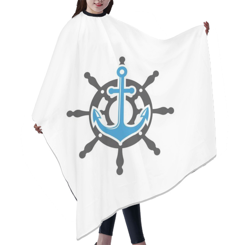 Personality  Steering Ship Anchor Vector Logo Icon Of Maritime Illustration Template Design Hair Cutting Cape