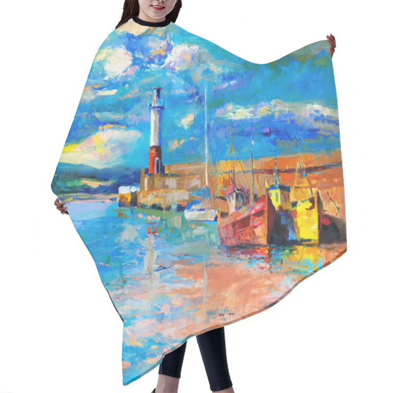 Personality  Lighthouse And Boats Hair Cutting Cape