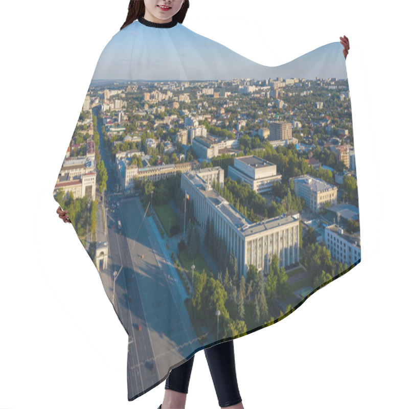 Personality  Aerial View Of Great National Assembly Square And Government House In The Center Of Chisinau, Capital Of Moldova, At Sunset Hair Cutting Cape