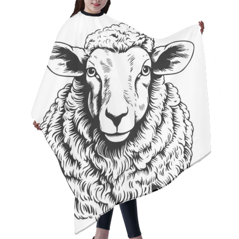 Personality  Farm Sheep Face Hand Drawn Sketch Vector Hair Cutting Cape