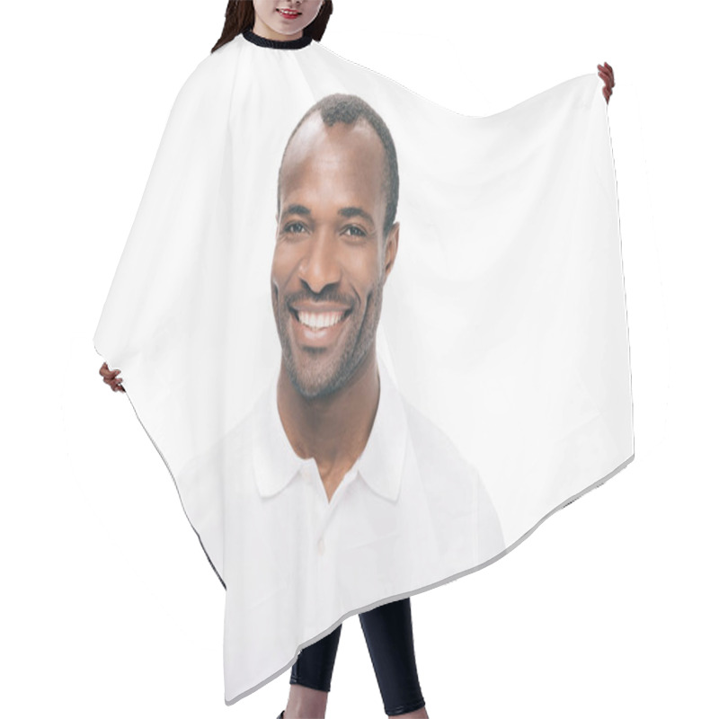 Personality  Happy African American Man Hair Cutting Cape