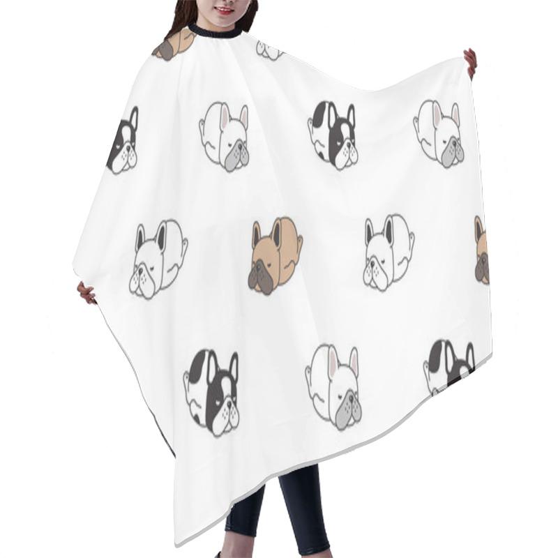 Personality  Dog Seamless Pattern Vector French Bulldog Sleeping Cartoon Scarf Isolated Repeat Background Tile Wallpaper Illustration Design Hair Cutting Cape