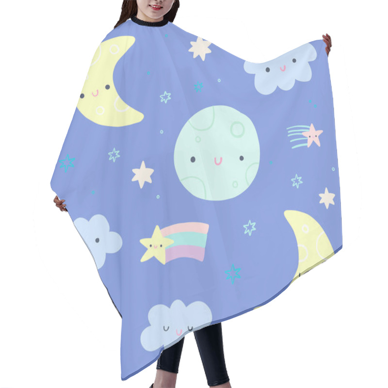 Personality  Cute Night Sky Clip Art Set Hair Cutting Cape