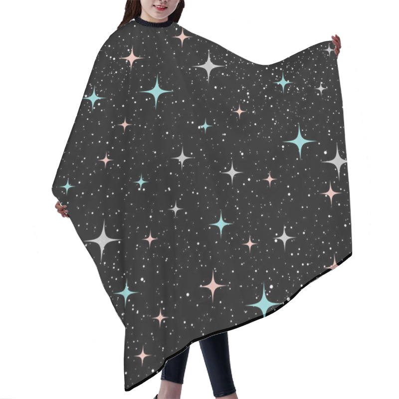 Personality  Doodle Star Seamless Background. Grey, Blue And Pink Star.  Hair Cutting Cape