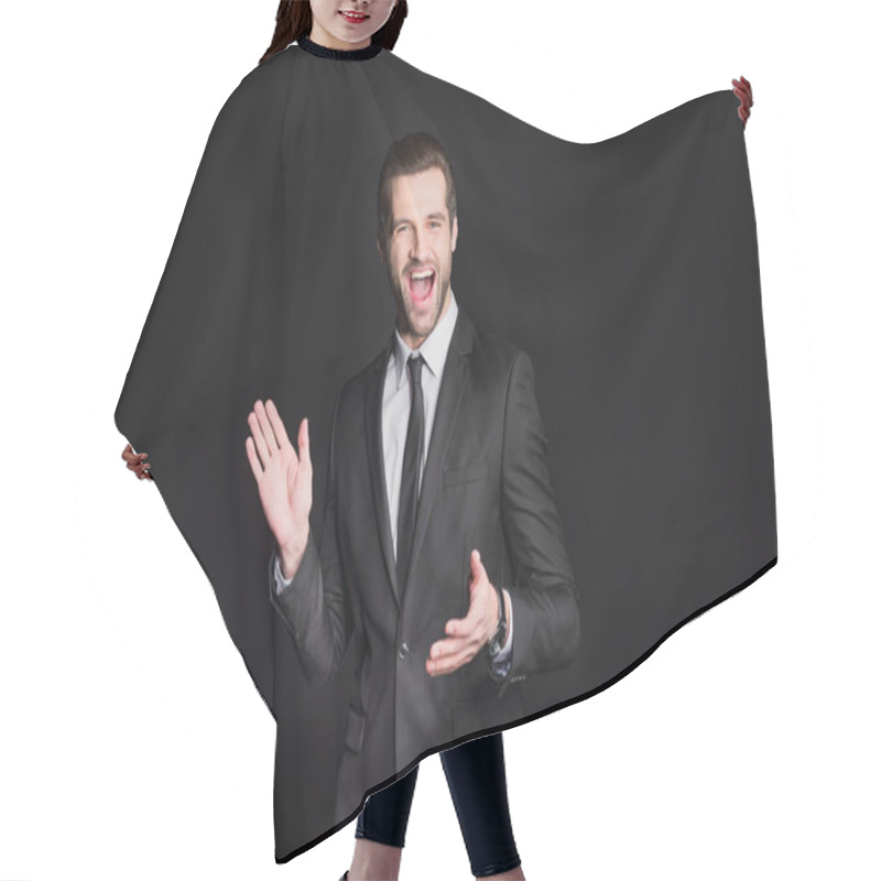 Personality  Young Handsome Businessman Hair Cutting Cape