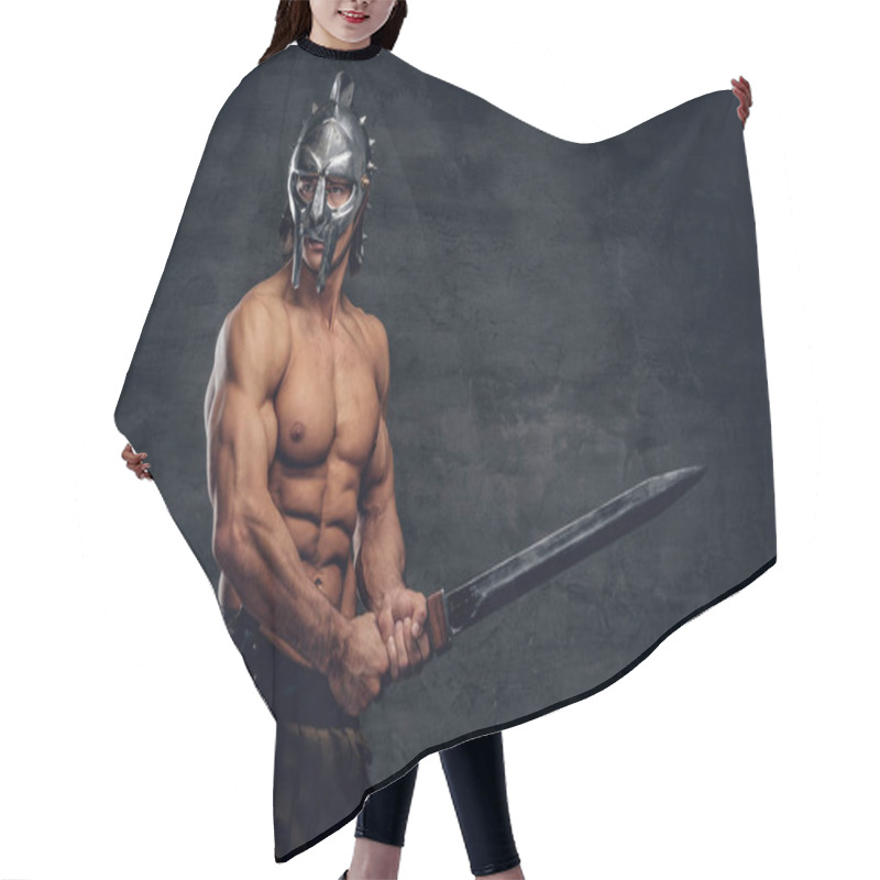 Personality  Strong Gladiator With Sword In His Hands Hair Cutting Cape