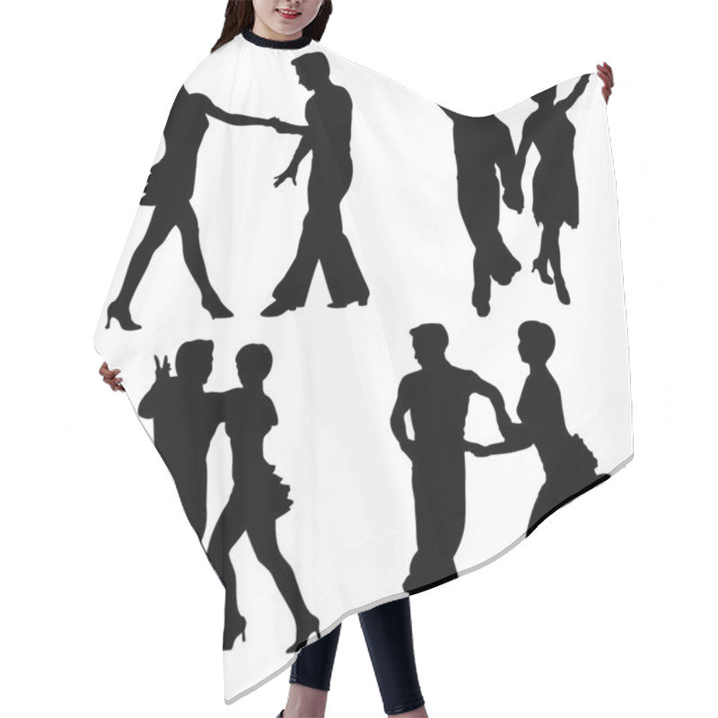 Personality  Vector Silhouettes Dancing Man And Woman Hair Cutting Cape