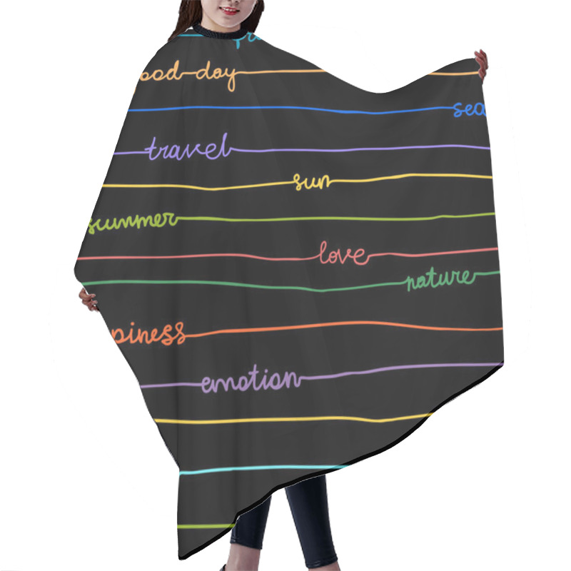 Personality  Seamless Hand Write Stripe Pattern With Words Hair Cutting Cape