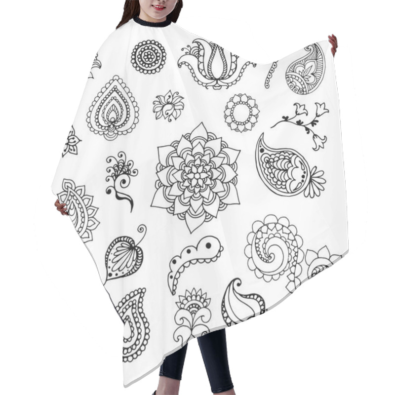 Personality  Henna Doodle Vector Elements Hair Cutting Cape