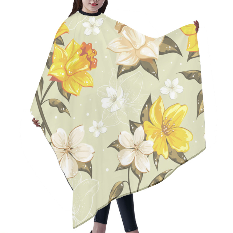 Personality  Elegant Spring Floral Seamless Pattern Hair Cutting Cape