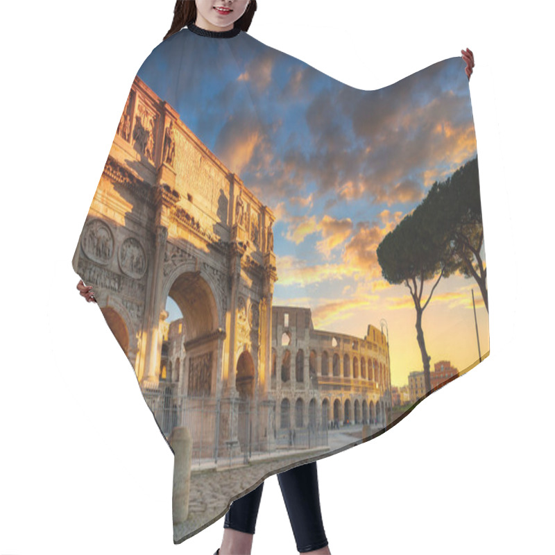 Personality  Arch Of Constantine The Great And The Colosseum At Sunrise, Rome Hair Cutting Cape