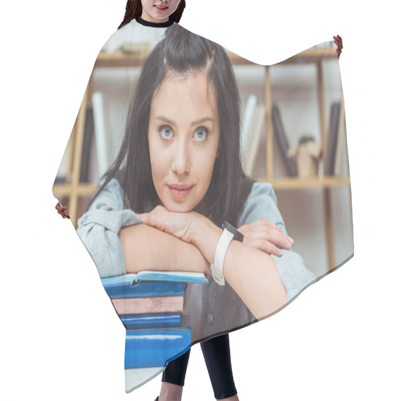 Personality  Beautiful Student With Books Hair Cutting Cape