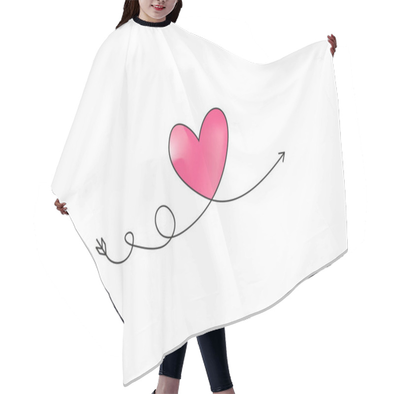 Personality  Cupid S Arrow In The Continuous Drawing Of Lines In The Form Of A Heart With Pastel Neon Color Design. Continuous Black Line. Work Flat Design. Symbol Of Love And Tenderness. Hair Cutting Cape