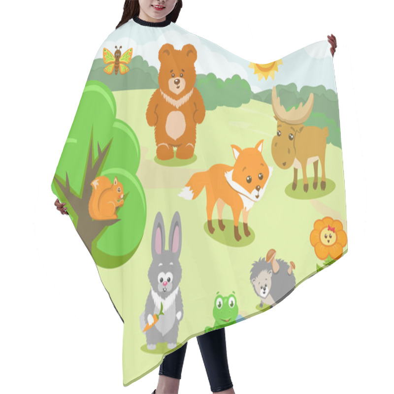 Personality  Woodland Animals And Cute Forest Design Elements Hair Cutting Cape