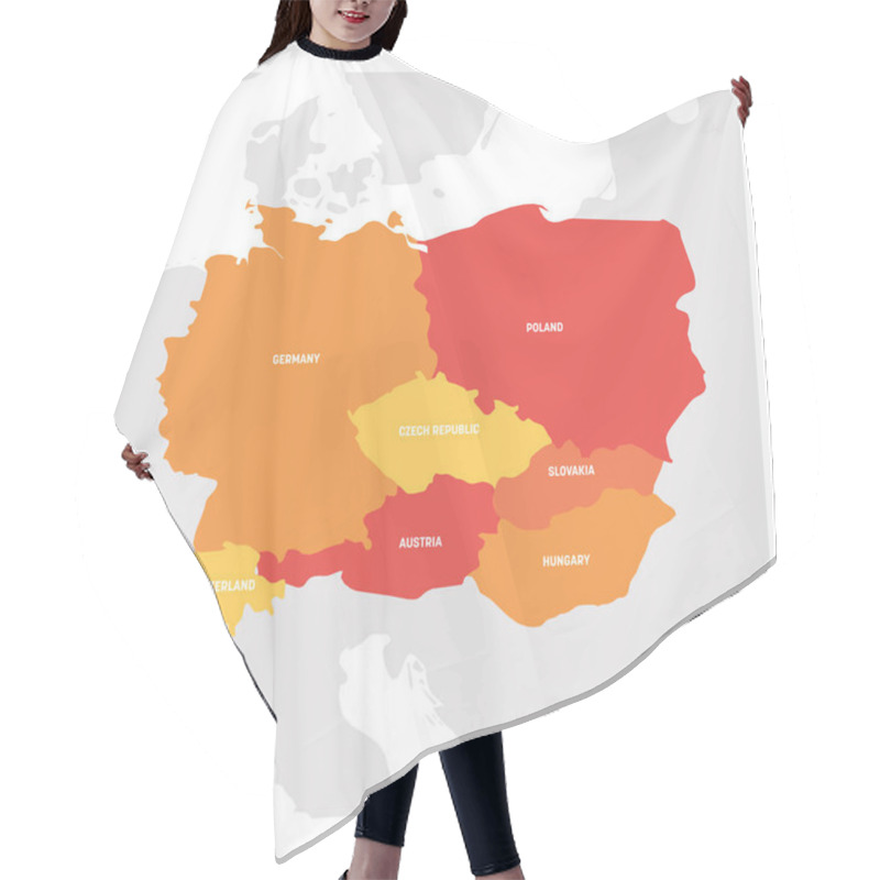 Personality  Central Europe Region. Map Of Countries In Central Part Of Europe. Vector Illustration Hair Cutting Cape