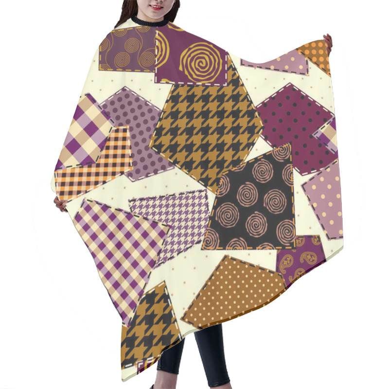 Personality  Patchwork Textile Pattern. Seamless Quilting Design Background. Hair Cutting Cape