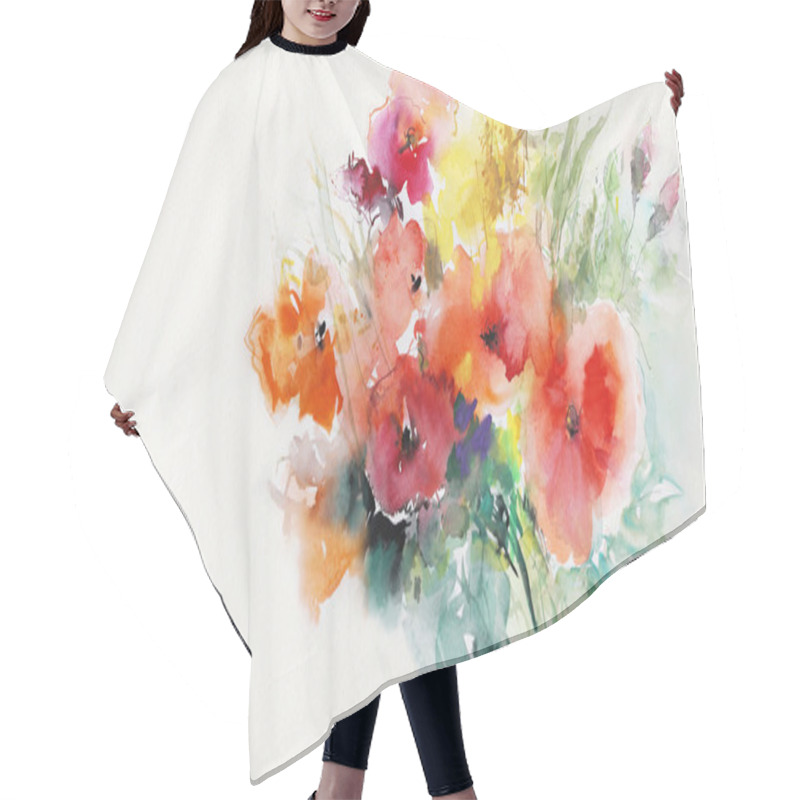 Personality  Painted Poppies On Paper Hair Cutting Cape