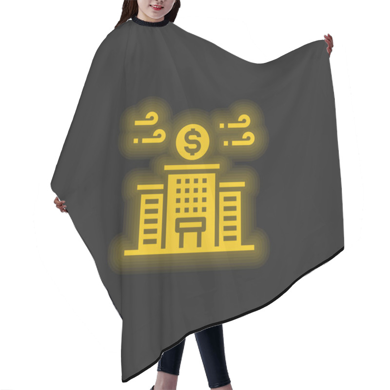 Personality  Bank Yellow Glowing Neon Icon Hair Cutting Cape