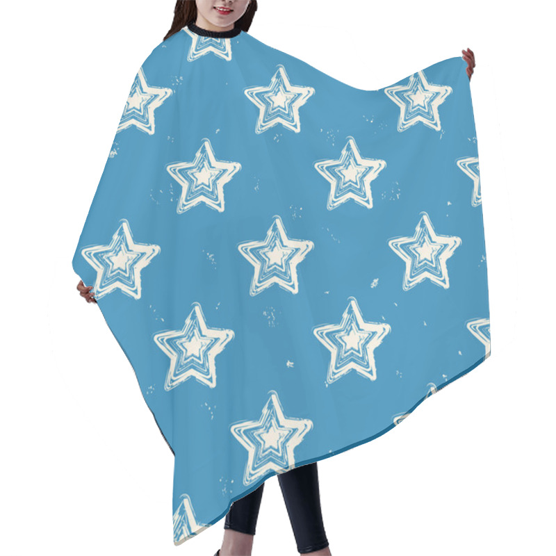 Personality  Stars On Blue Background. Grunge Seamless Textured Polka Dots Pa Hair Cutting Cape