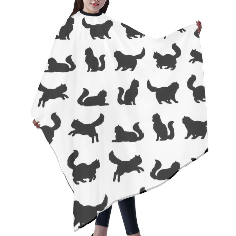 Personality  Vector Cat Seamless Pattern. Hair Cutting Cape