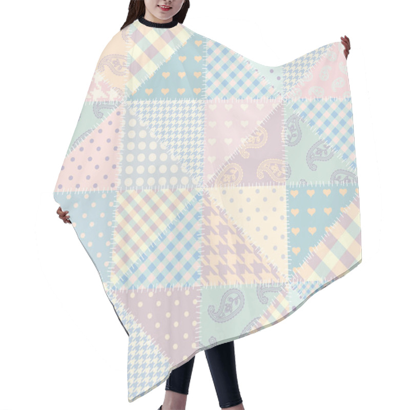 Personality  Patchwork Textile Pattern. Seamless Quilting Design Background. Hair Cutting Cape