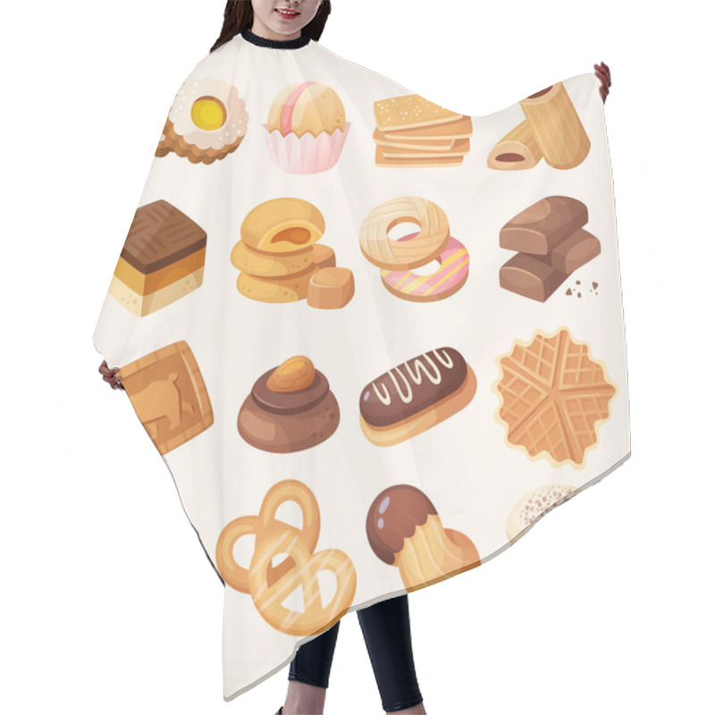 Personality  Cookies And Biscuits Icons Set Hair Cutting Cape