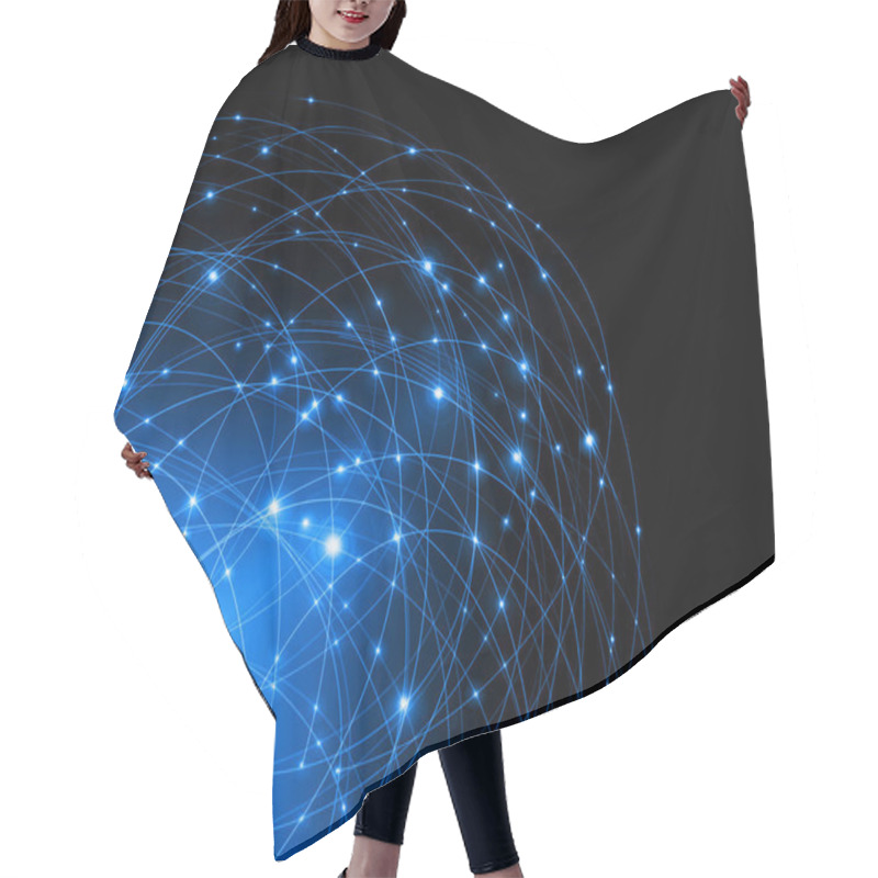 Personality  Best Internet Concept Of Global Business.Technological Background. Rays Symbols Wi-Fi, Of The Internet, Television, Mobile And Satellite Communications Hair Cutting Cape