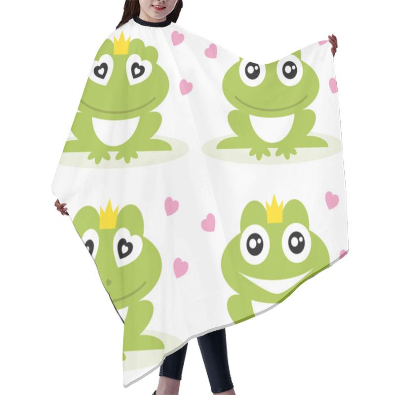 Personality  Vector Illustration Of Green Frogs. Hair Cutting Cape