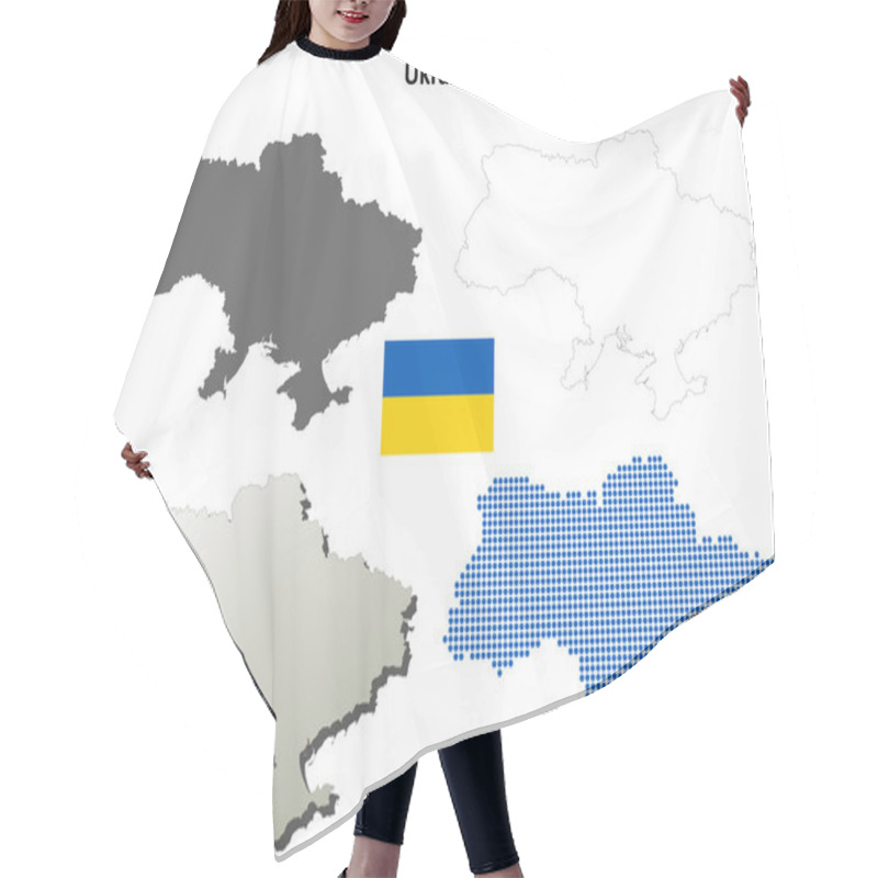 Personality  Ukraine Outline Map Set Hair Cutting Cape