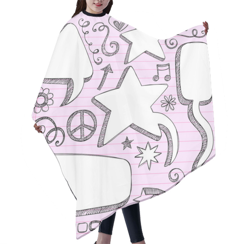 Personality  3D Shape Frames Sketchy Back To School Doodles Hair Cutting Cape