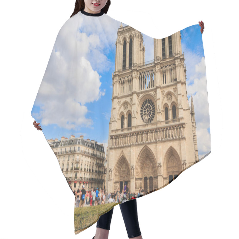 Personality  Tourists Queuing To Enter The Notre Dame Cathedral In Paris, Fra Hair Cutting Cape