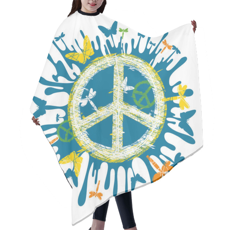 Personality  Hippie Peace Symbol Hair Cutting Cape