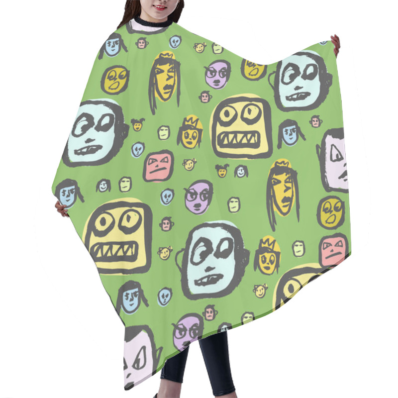 Personality  Doodles Faces Pattern Hair Cutting Cape