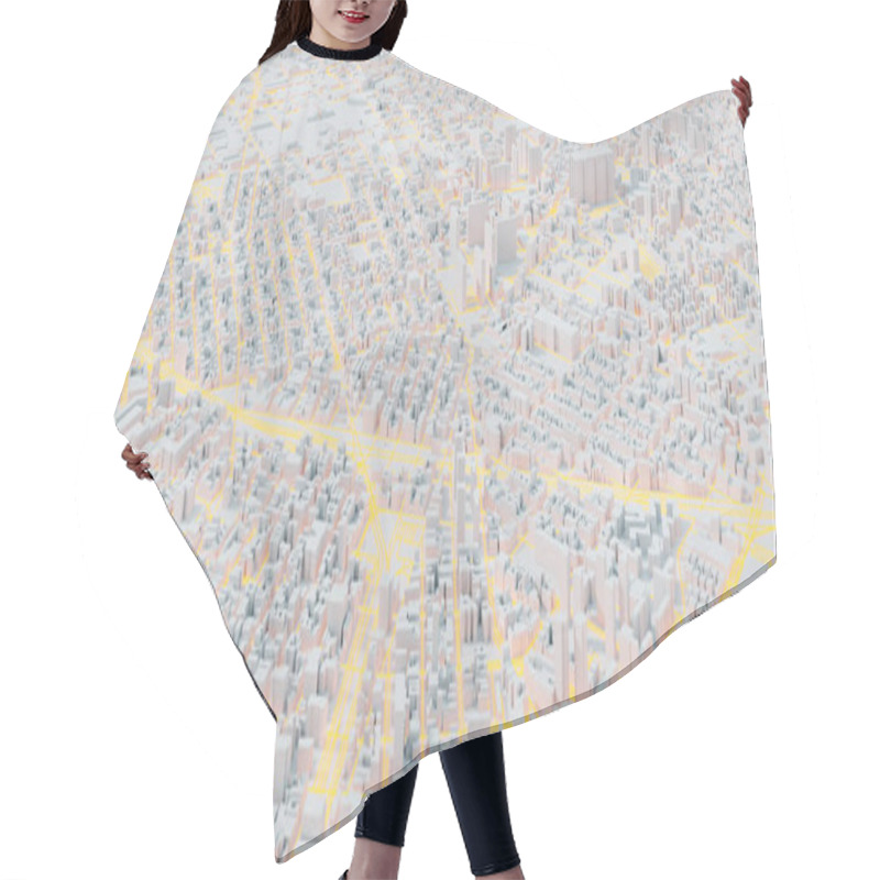 Personality  3d Urban And Futuristic City Buildings Model, Aerial View Hair Cutting Cape