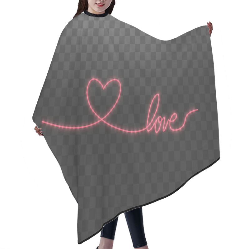 Personality  Track In The Form Of A Strip Of Shiny LED Strip In The Shape Of A Heart On A Transparent Background. Valentines Day. Heart With Inscription I Love You. Vector Illustration Hair Cutting Cape