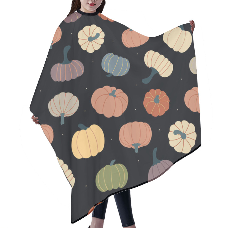 Personality  Pattern Of Ripe Pumpkins On A Dark Background Hair Cutting Cape