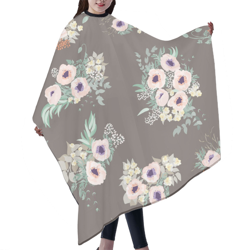 Personality  Seamless Border In Small Pretty Flowers. Poppy Bouquets. Liberty Style Millefleurs. Floral Background For Textile, Wallpaper, Pattern Fills, Covers, Surface, Print, Wrap, Scrapbooking, Decoupage. Hair Cutting Cape