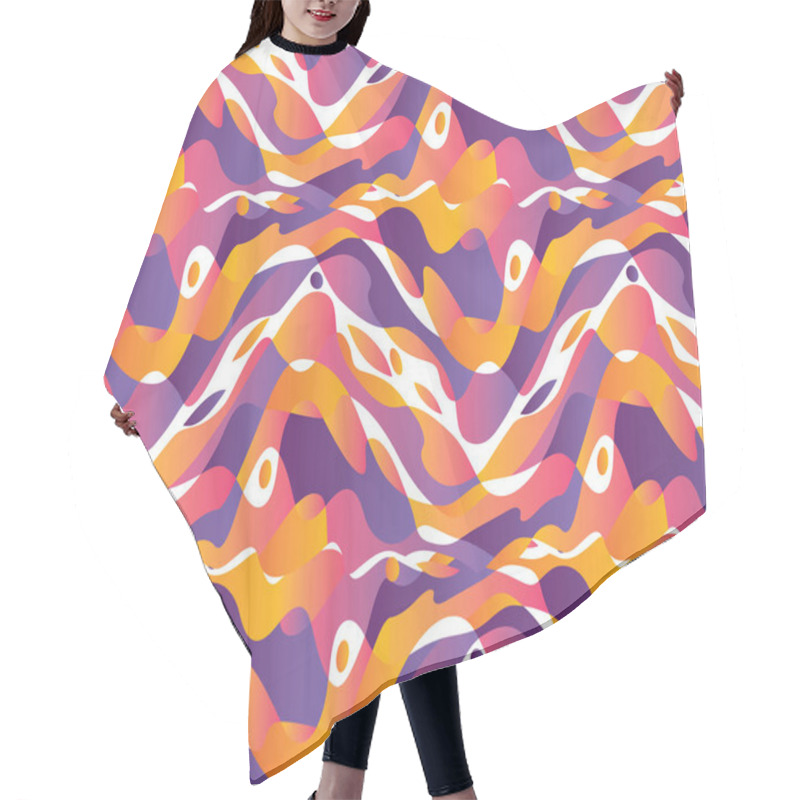 Personality  Dynamic Wavy Shapes Seamless Pattern  Hair Cutting Cape