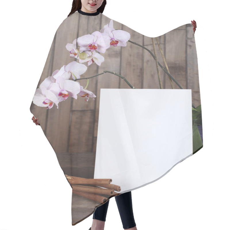 Personality  Lilac Orchid, Paper And Cinnamon On An Old Rough Wood Hair Cutting Cape