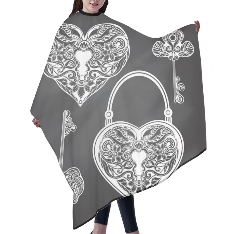 Personality  Chalkboard Key And Lock Set Hair Cutting Cape