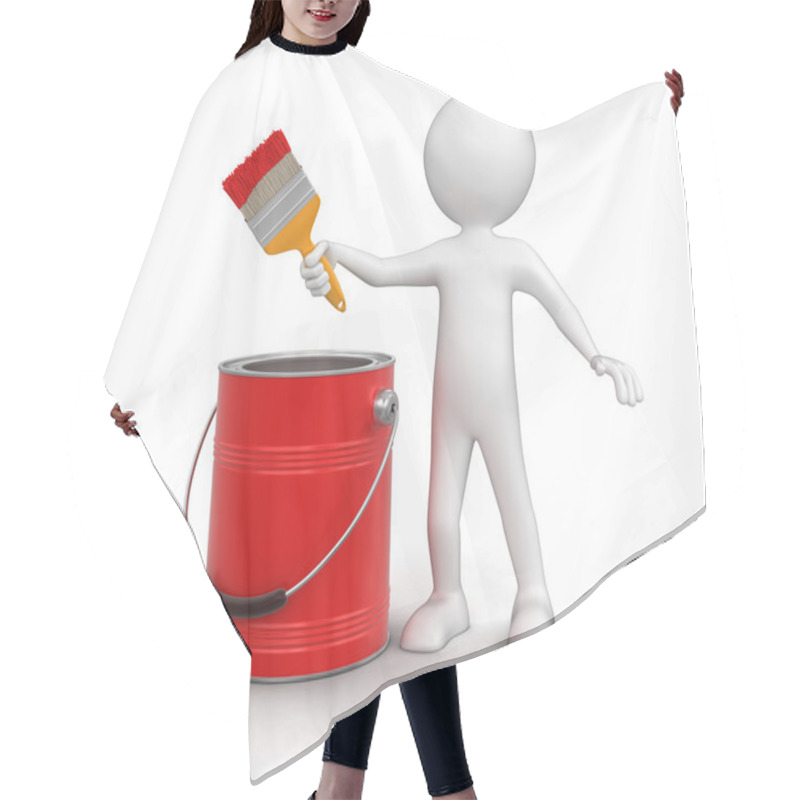 Personality  Man With Paint Can And Brush (clipping Path Included) Hair Cutting Cape