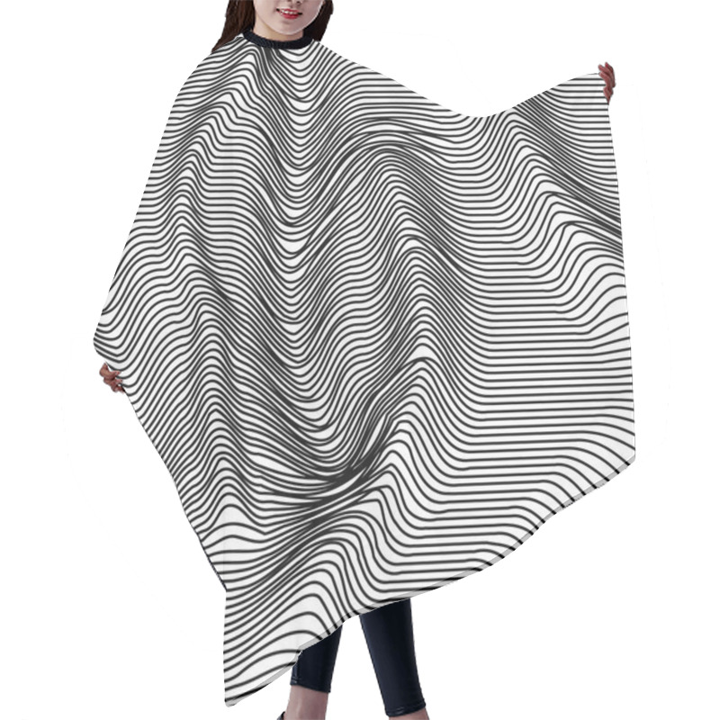 Personality  Abstract Black And White Wavy Stripes  Background Hair Cutting Cape