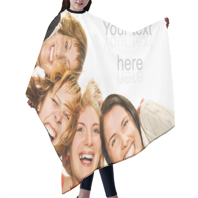 Personality  Group Of Happy Friends Hair Cutting Cape