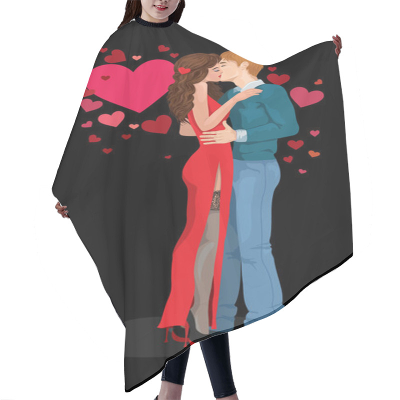 Personality  Girl And Boy Kissing Hair Cutting Cape