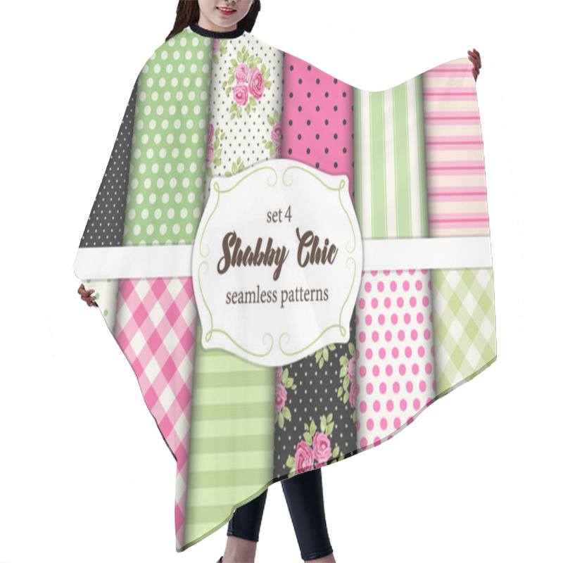 Personality  Set Of 12 Cute Seamless Shabby Chic Patterns With Roses, Polka Dots. Stripes And Plaid Hair Cutting Cape