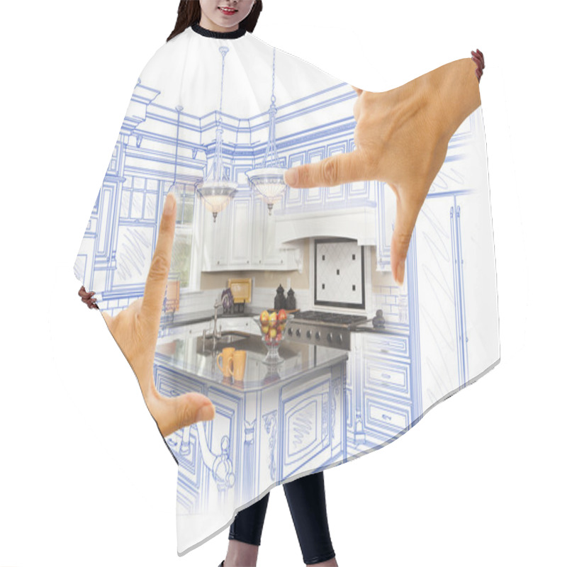 Personality  Hands Framing Custom Kitchen Design Drawing And Photo Combinatio Hair Cutting Cape