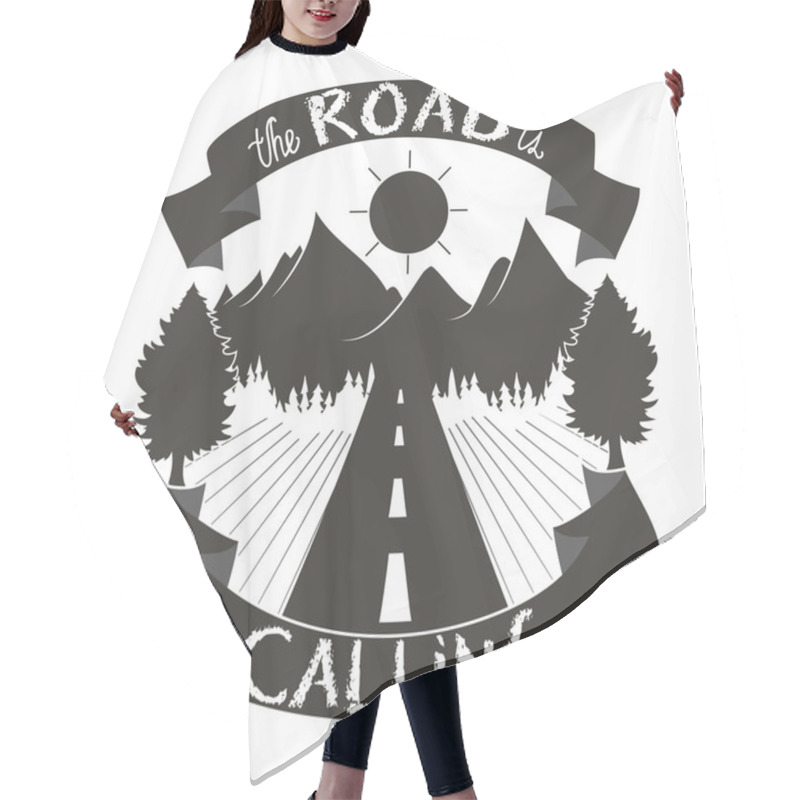 Personality  Mountains, Forest, Sun And Road. Hair Cutting Cape