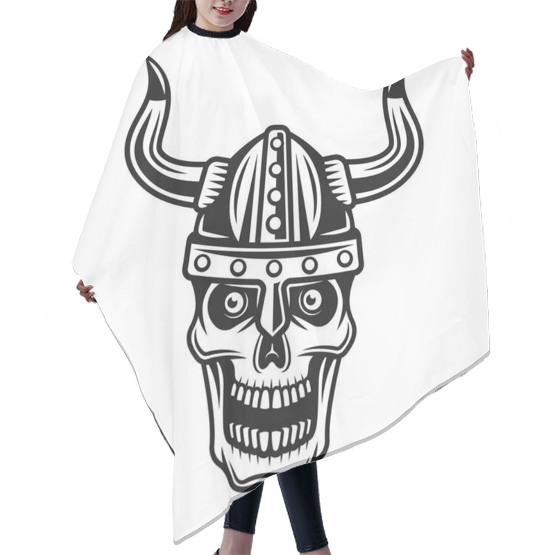 Personality  Skull Of Viking In Horned Protection Helmet Vector Hair Cutting Cape