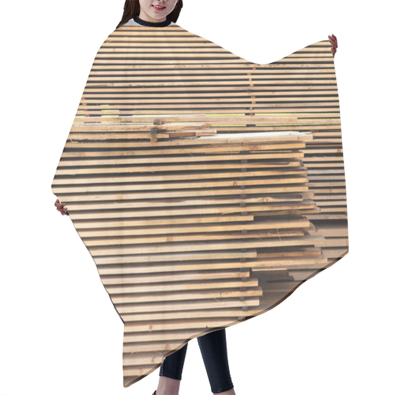 Personality  Cut Wood Spruce Boards. Timber, Planed Boards. Hair Cutting Cape