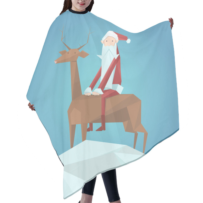 Personality  Santa Claus And Reindeer. Vector Illustration Hair Cutting Cape